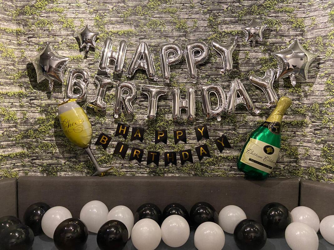 Silver Champagne Balloon Backdrop